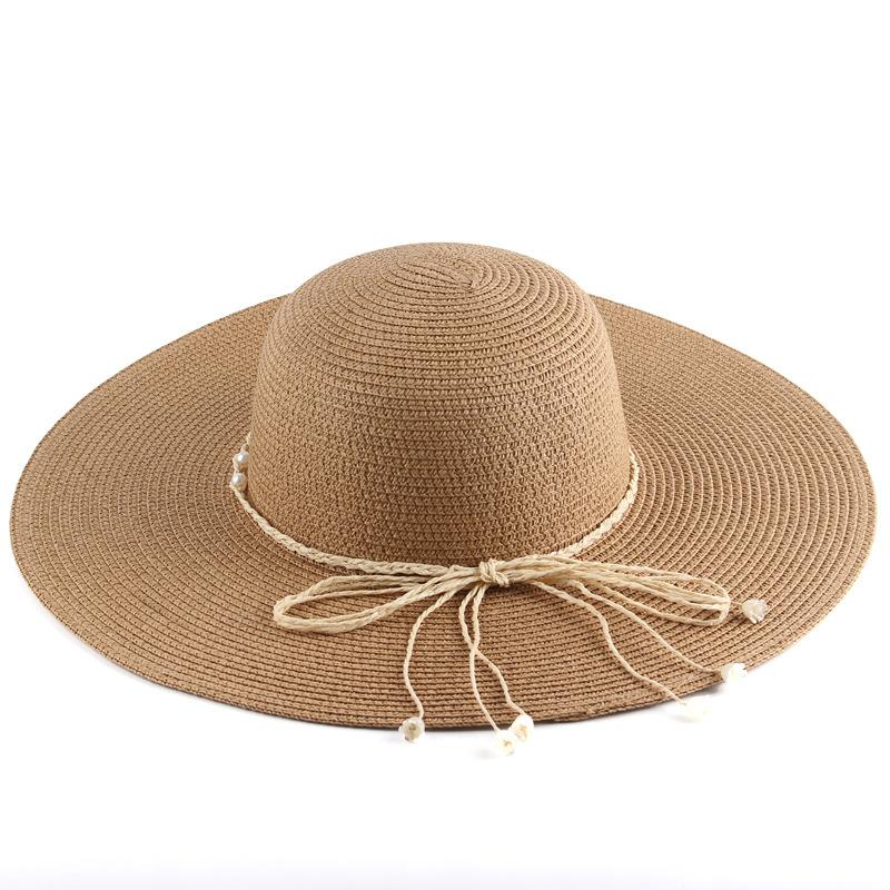 Simple style spring and summer women's dome big straw hat pastoral style leisure outdoor visor travel hat sun hat