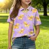 Kids Casual Short Sleeve Polo Shirt Animal Print Top Button Down Collar Comfortable Fit Soft Fabric