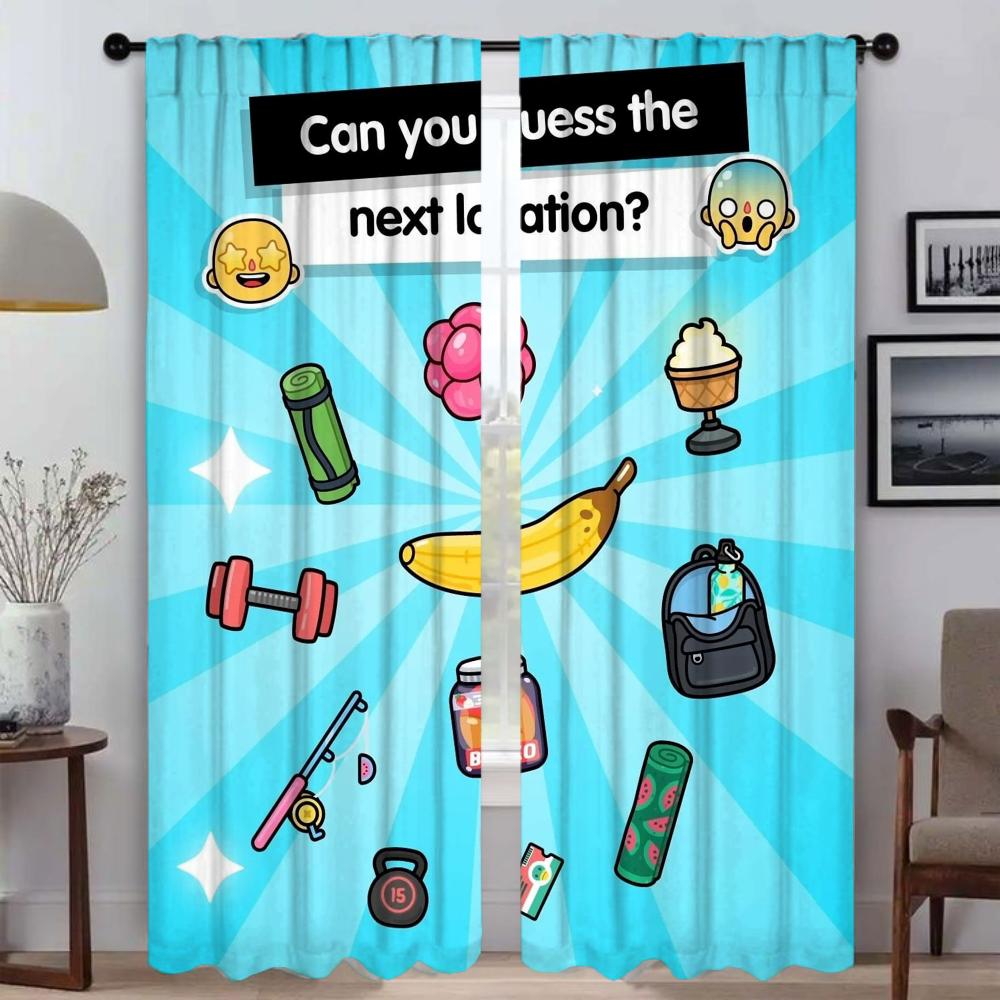 Oddbods Window Curtain for Room 2 Panel Halloween Decoration Partition Kitchen Curtains Tulle for Bedroom Shades Living Blackout