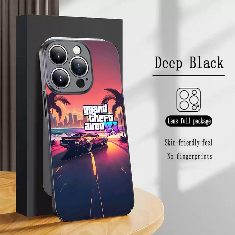Gta-6 Pattern Design Ins Phone Case For iPhone 16 15 14 13 12 11 X XR XS 8 Plus Mini Pro Max Soft Black Shockproof Cover