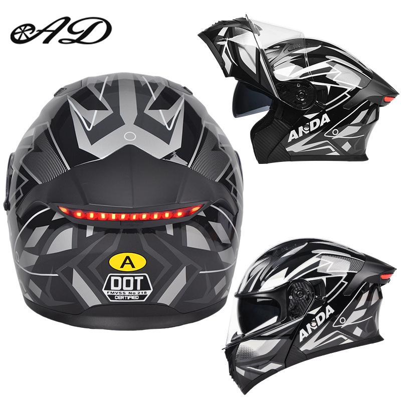 DOT Certified Unisex Flip-up Motorcycle Helmet: Stylish, All-Season Safety Taillight Design