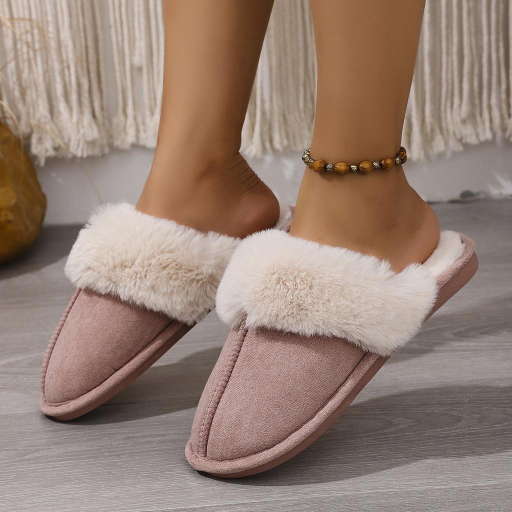 Autumn and Winter Fluffy Slippers Keep Warm At Home Comfortable Cotton Mop Fleece Soft Bottom Warm Cotton Slippers