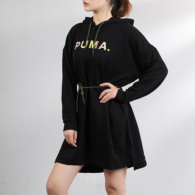Puma Casual Sports Hoodie Dress Women Dresses Black 595954-01