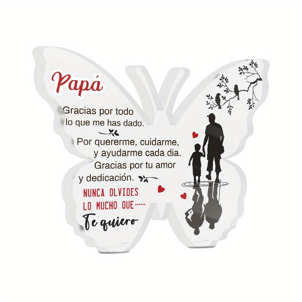 Spanish Butterfly Shaped Acrylic Sign - Father's Day Gift with 'Papa Gracias Por Todo' Message, Contemporary Farmhouse Table Decor for Home