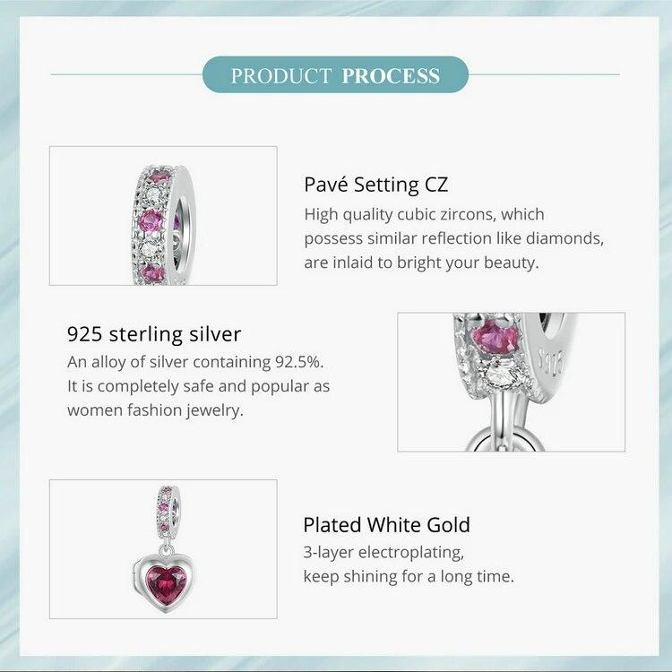 WOSTU 925 Sterling Silver Openable Heart-shaped Balloon Charms Forever Love Pendant Fit Original Bracelet for Valentine's Gift