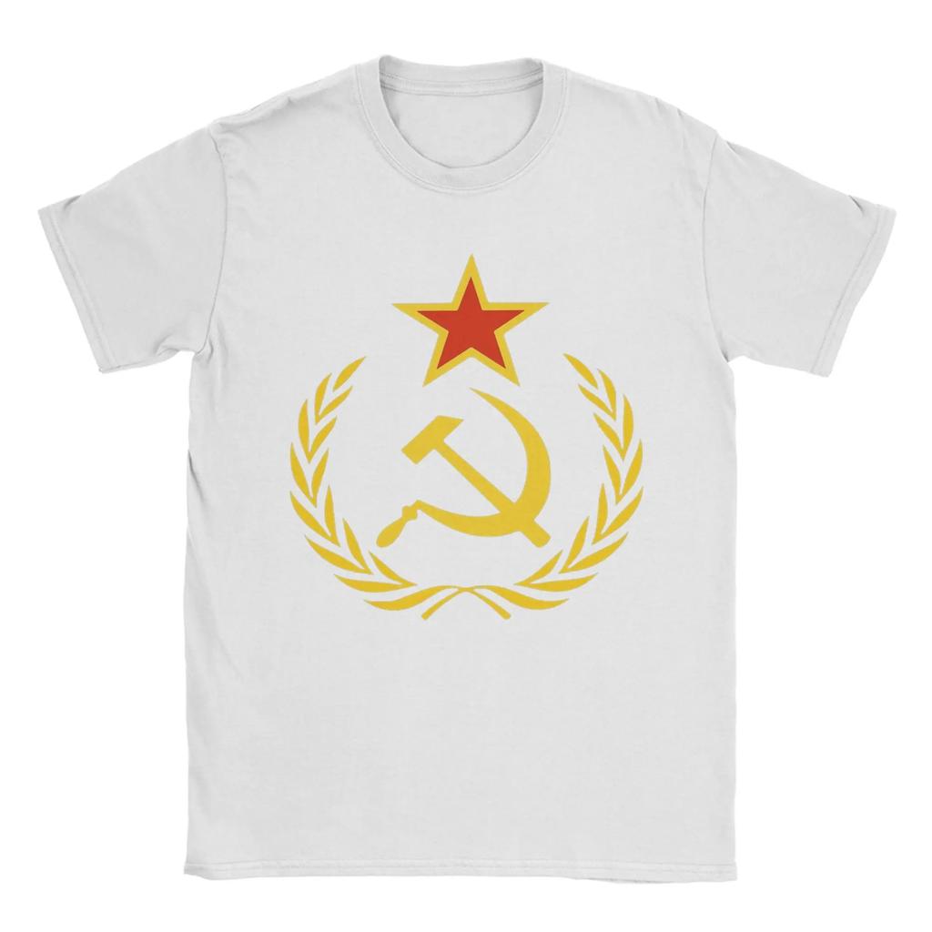 CCCP Soviet Hammer and Sickle Star Marxist T-Shirts for Men Round Collar Pure Cotton T Shirts  Short Sleeve Tees Summer Tops