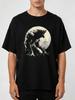 Graphic TShirt for Unisex And Women Featuring a Werewolf Howling At The Moon And a Wolf Pack Made from This Retro Str