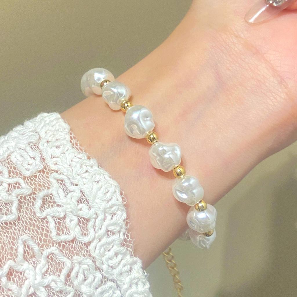 European and American Baroque Special-shaped Pearl Set Jewelry Women's High-end Necklace, Stud Earrings, Bracelet Collar