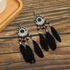 Trendy Ethnic Retro Multicolor Feather Beaded Circle Dangle Earrings