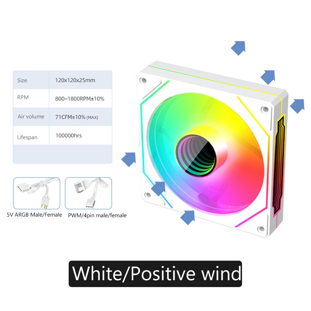 12cm ARGB Case Fan 5V 3Pin 4 Pin PWM Computer Case PC Cooling Fan Infinity Mirror Silent Chassis Fan 800-1800 RPM for Gaming PC