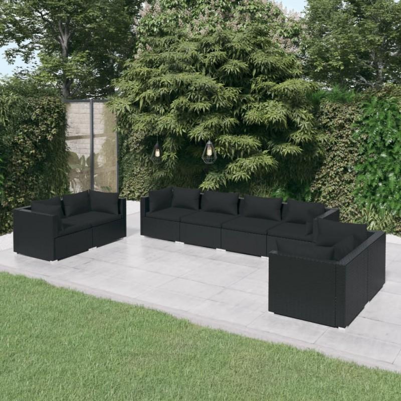 Day and Night - Day and Night Garden Furniture Set 8 Pieces and Black Synthetic Rattan Cushions