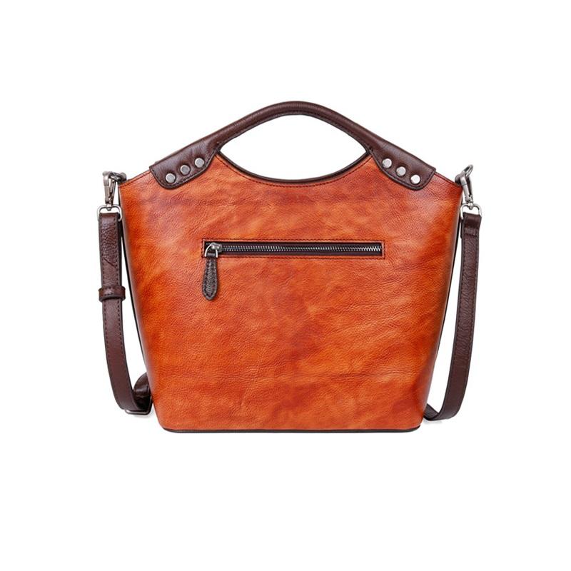 Echtes Leder Damen Handtaschen Vintage Rose Prägung Umhängetaschen Damenmode Umhängetasche