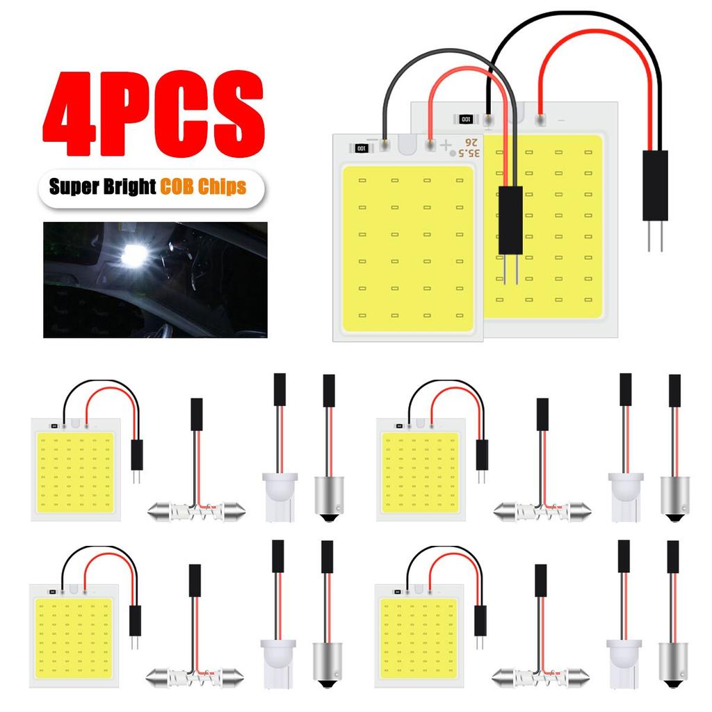 4pcs Festoon LED COB LED Bulbs 31mm 36mm 39mm 41mm with T10 BA9s C5W Socket Car Dome LIght Auto Car Interior Reading License Led Bulbs 7