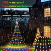 9.8Ft Waterfall String Lights With  Star Topper, 8Modes Indoor Outdoor Fairy Lights For Yard Party Home Garden Christmas Tree