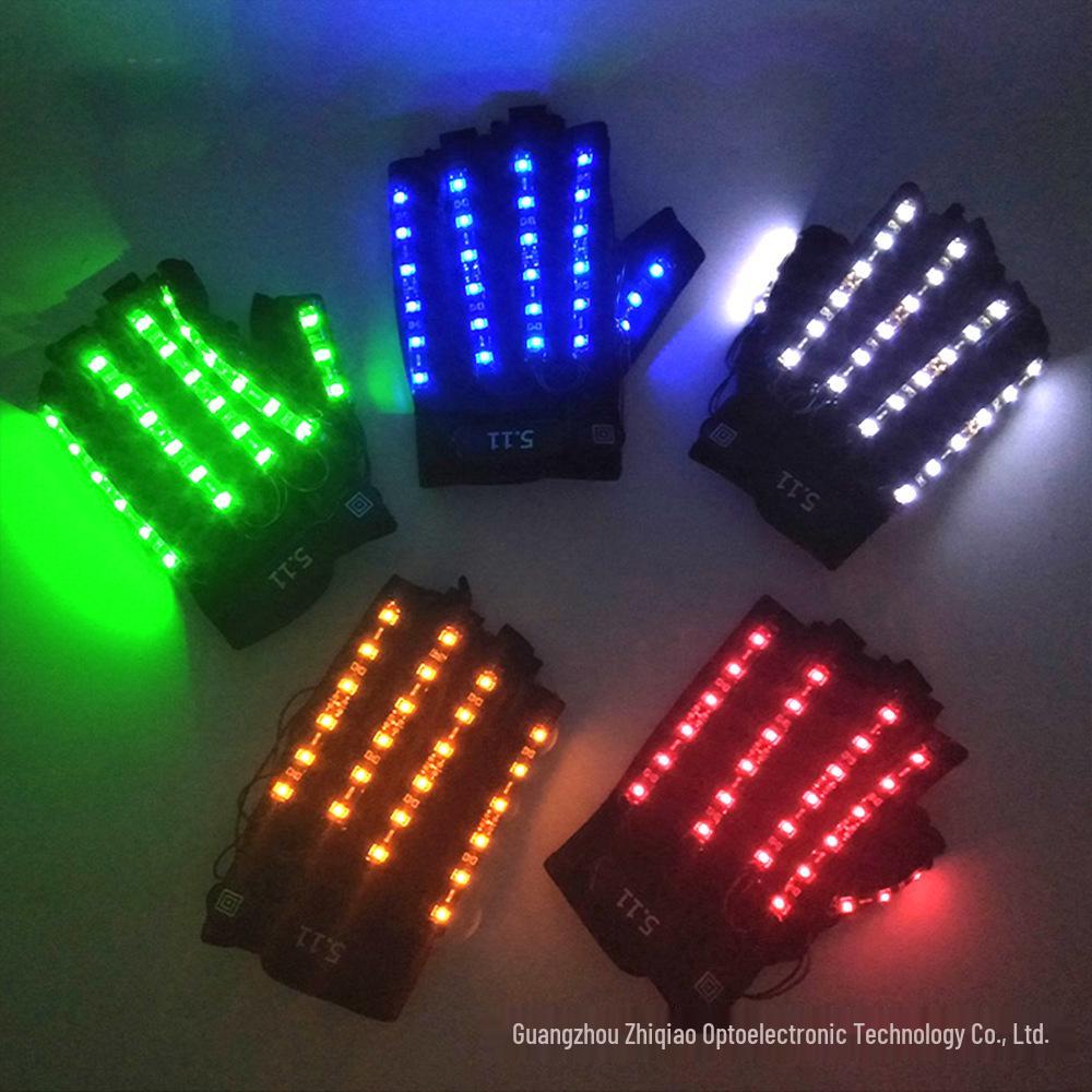 LED Wolverine Handschuhe & Dreifarbige Leuchtbogen-Brille für Bühnen- und Barauftritte