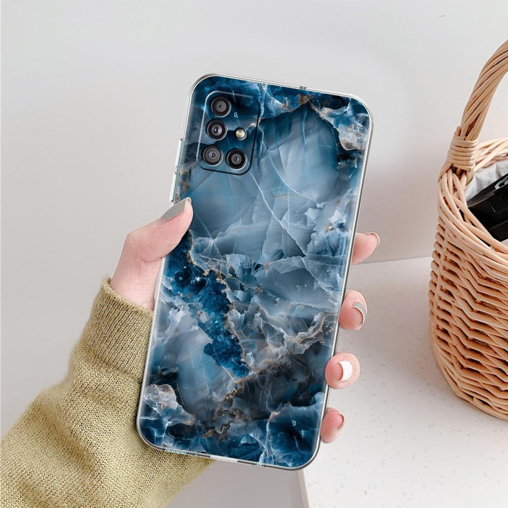 Phone Case For Samsung A15 A13 A35 A55 A51 A71 A41 A31 A21S A03S A05 A17 A23 A25 A33 A53 A73 5G A07 4G Clear Cover Marble Stone