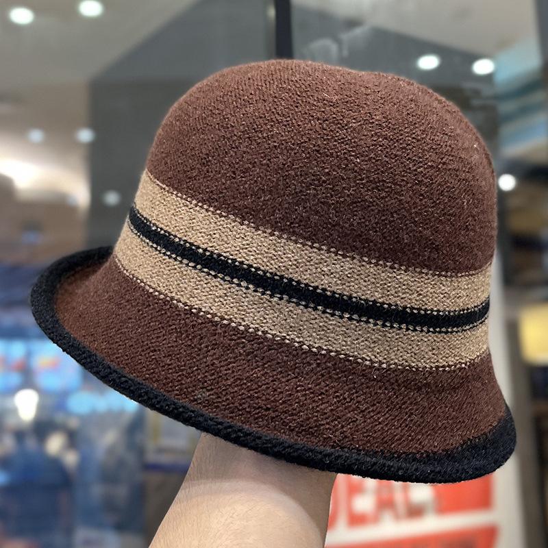 Retro gekräuselte Fischerhut Kinder Herbst und Winter Britisches Temperament Zylinder zeigt kleines Gesicht elegant Wollbeckenhut Tide