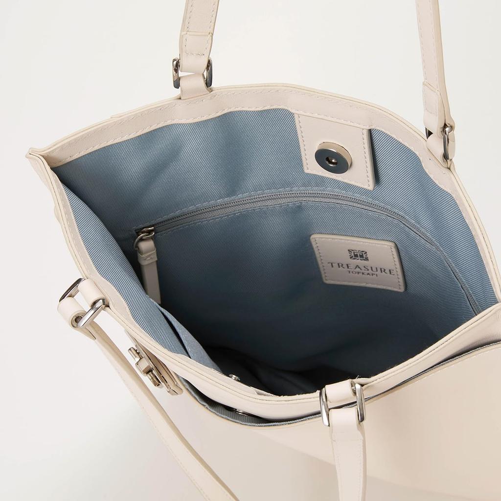 Gürteldesign Leder Flache Tragetasche A4-Größe [TREASURE TOPKAPI] Tasche, (Weiß)
