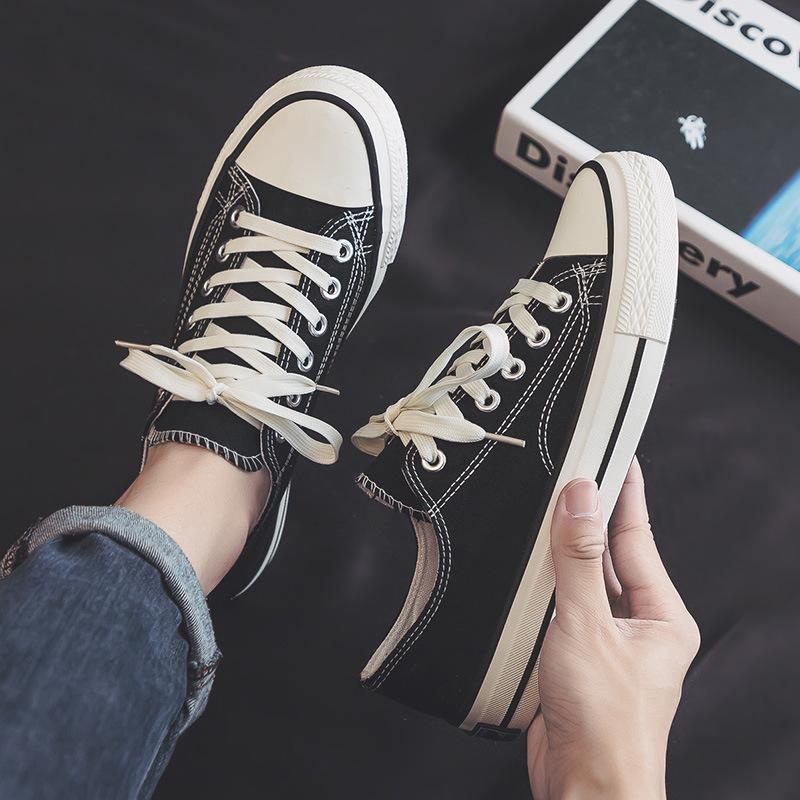 Canvas Shoes Men'S Korean Version Casual Retro Board Shoes Versatile Trendy Shoes Low-Top Student White Shoes Couple Shoes