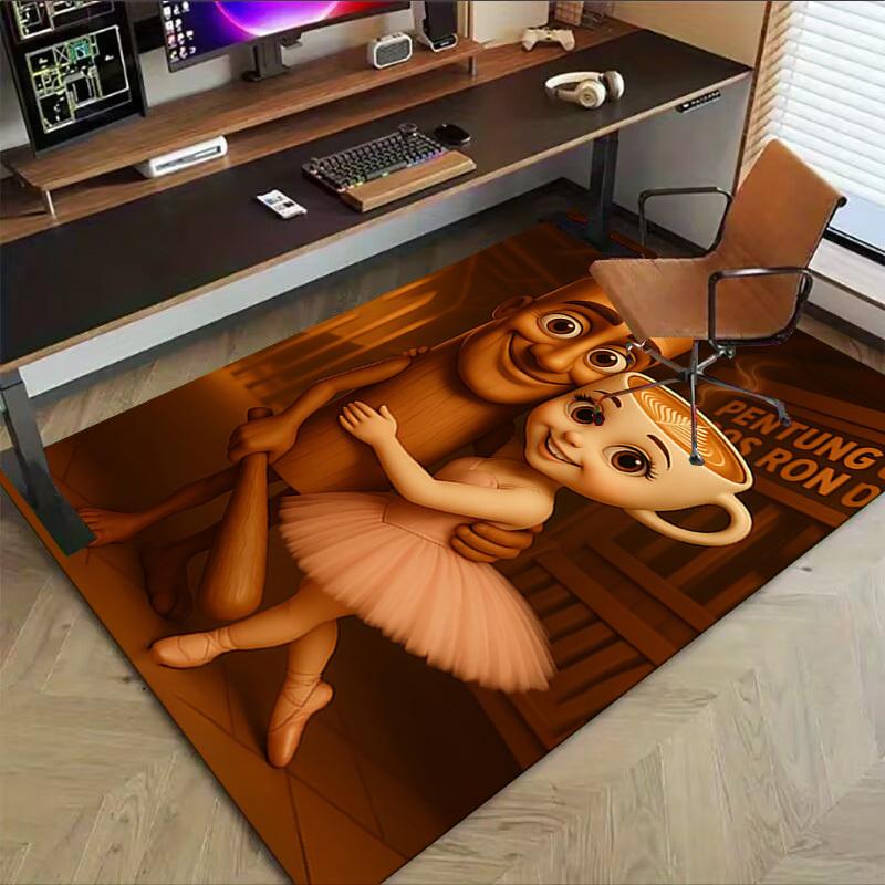 1PC coffee cup ballerina Extra Large Non Slip Floor carpet, Office, family, bedroom, Studio Large Area Rug Indoor Rugs