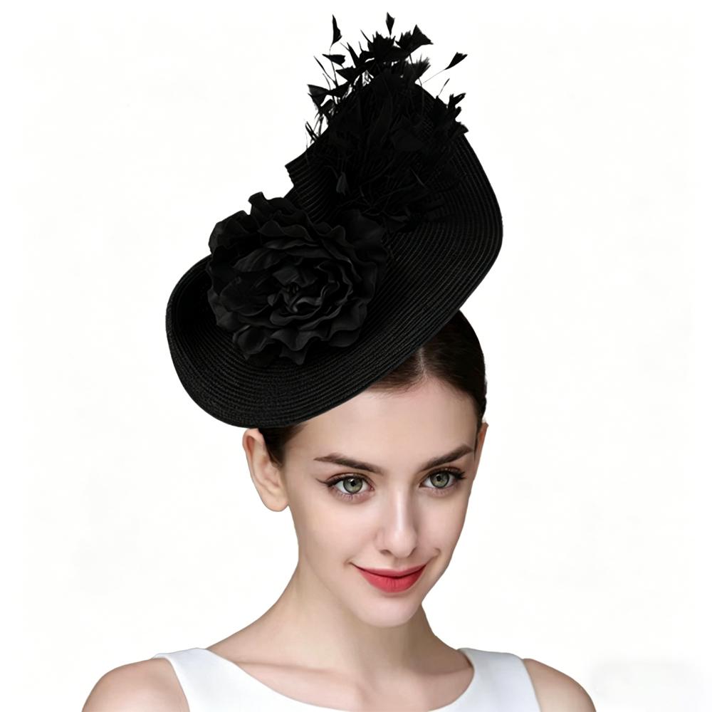 

Exaggerated Tea Party Kentucky Hat Handmade Flower Headpiece Women Fascinator Derby Pillbox Hat чёрный