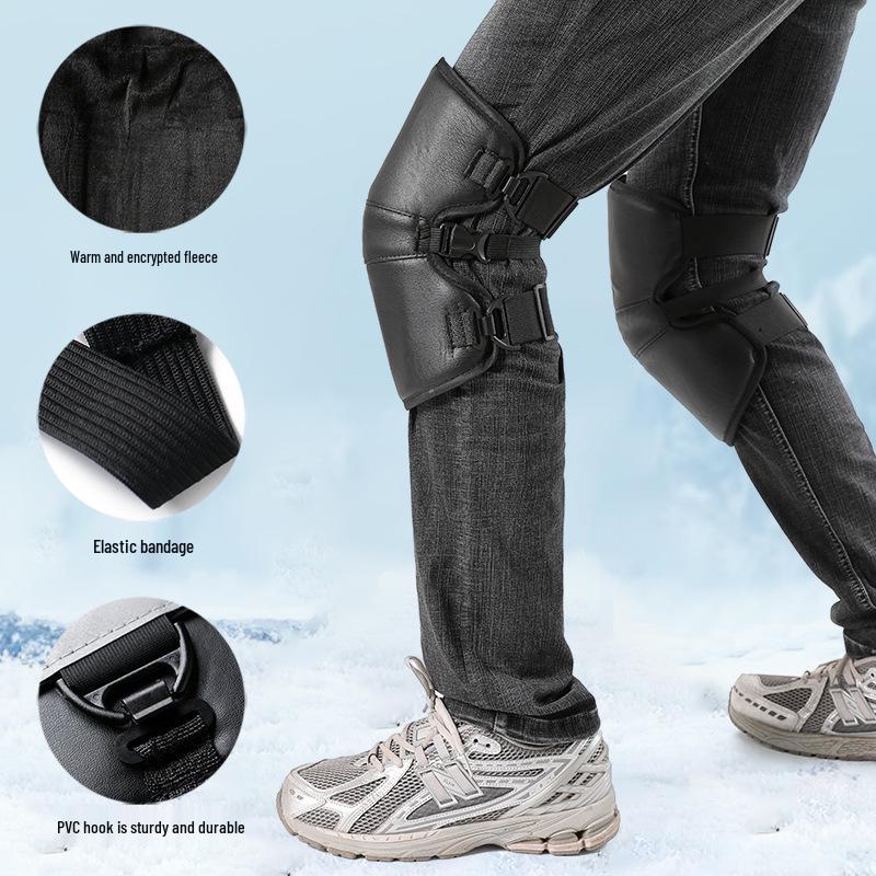 Windproof & Coldproof Electric Motorcycle Knee Pads - Warm, Rainproof, Adjustable, Unisex PU Leg Warmers for Winter Riding