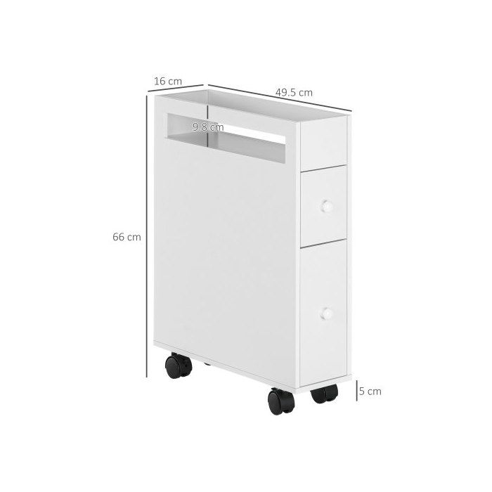 Armoire De Toilette - MUVOE - 2 Tiroirs - Blanc - MDF Laqué - 16x49,5x66 Cm