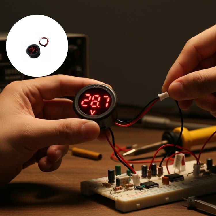 Round 5-100V LED Digital Display Circular Two Wire Voltmeter Digital Voltmeter Head Display Reverse Connection