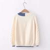 Knitted Sweater Female Long-sleeved Color Matching V-neck Sweater Women Pullover Spring