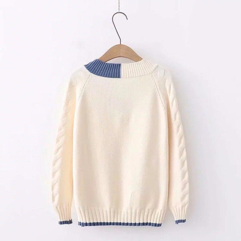 Knitted Sweater Female Long-sleeved Color Matching V-neck Sweater Women Pullover Spring