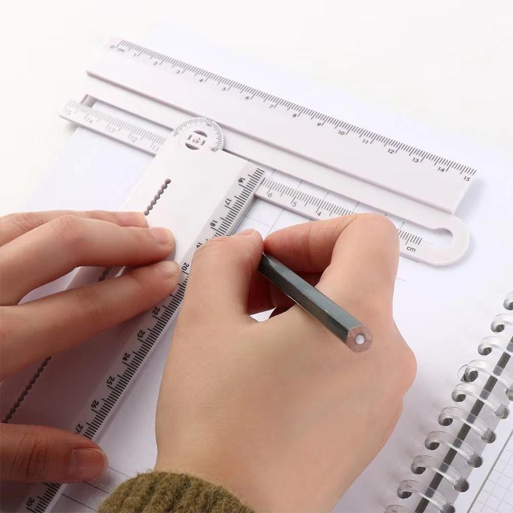 30cm Folding Geometric Ruler White Circular Drawing Ruler Geometric Drawing Ruler  School Use