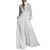 2026 Elegant Waist-Cinching Slim Pleated Long Holiday Dress - French White