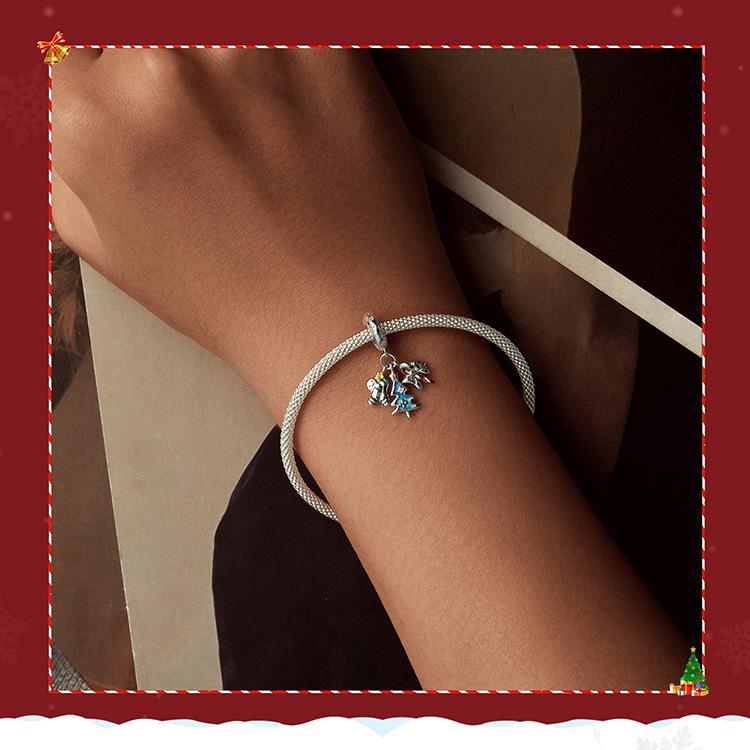 Christmas Joy White Gold Tri-Use Pendant: DIY Bracelet, Necklace & Tree Ornament