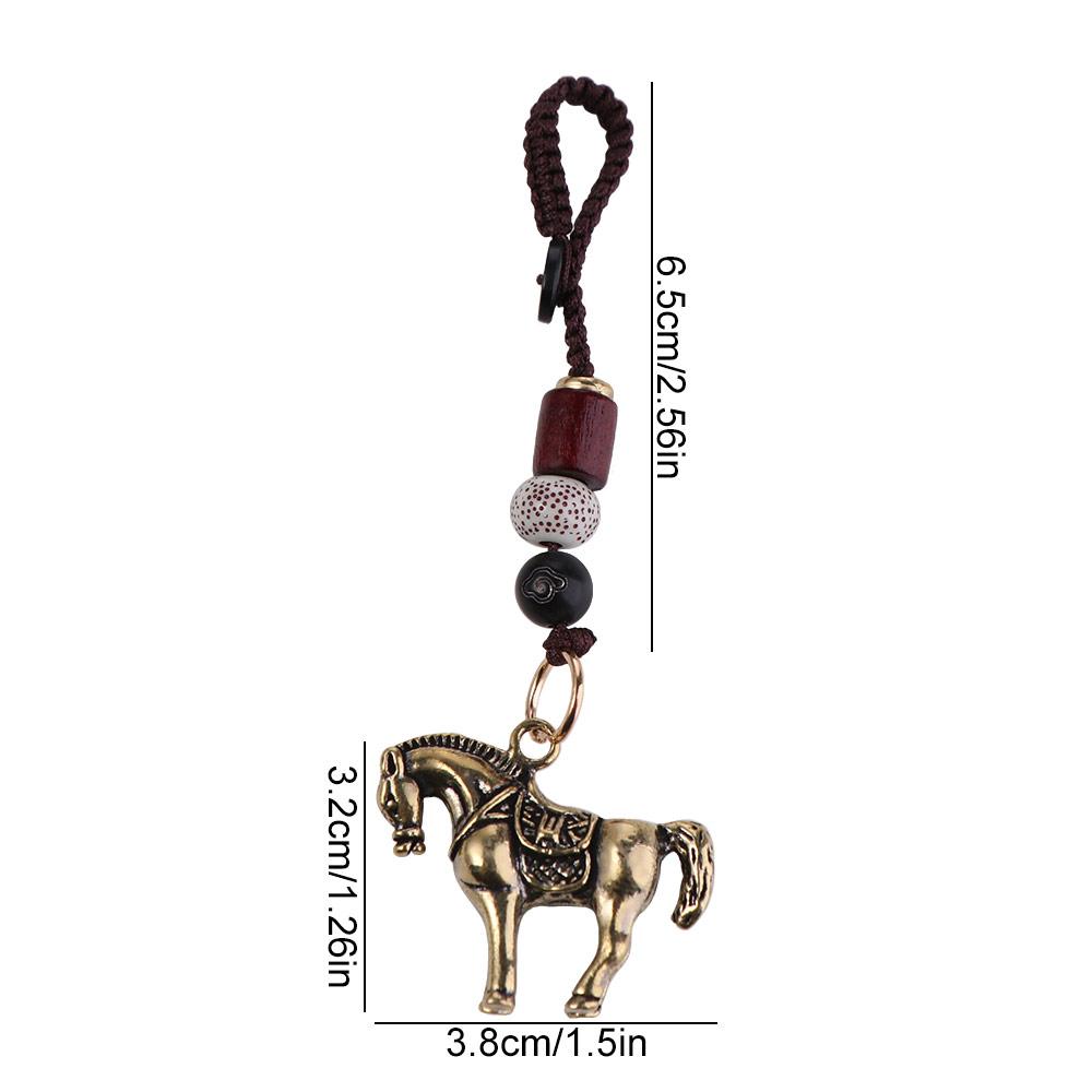 Copper Horse Lucky Bag Pendant Wealth Weaving Key Chains Chinese Zodiac Key Ring  Jewelry Gift