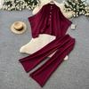 Casual Loose-Fit Batwing-Sleeve Knit Cardigan and Wide-Leg Pants Two-Piece Set for Women 2026 Fall Winter Cape Sweater  Elegant Lady Pants Outfit