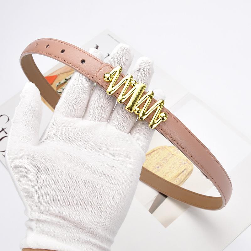 Belt Women'S Jeans Leather Simple Style Decoration Black Casual Thin Belt Tide