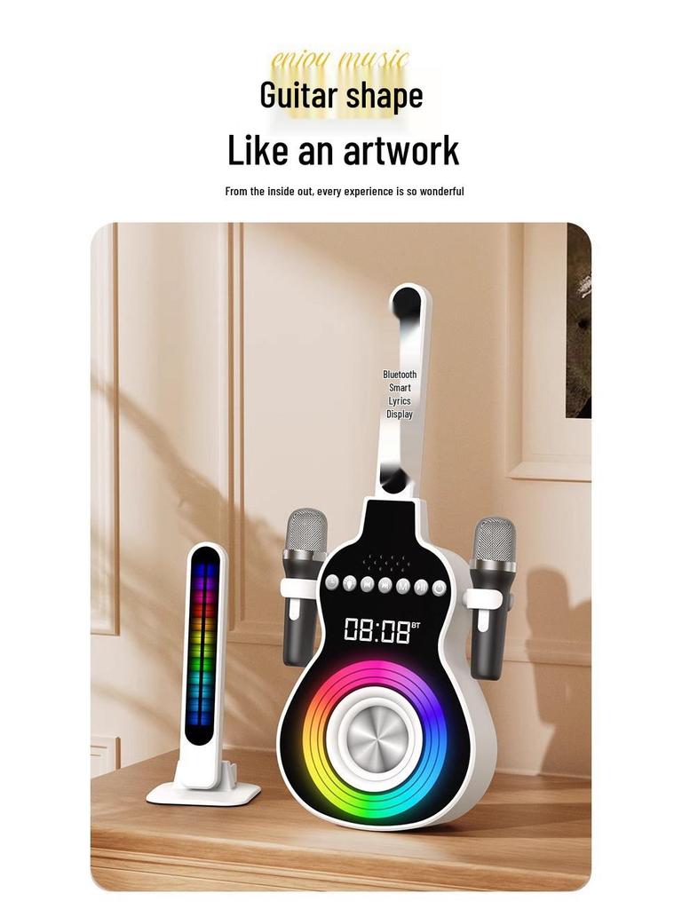 Children's Bluetooth Singing Speaker with Dual Microphones—Ideal Birthday Gift for Family Karaoke with Display Lyrics
