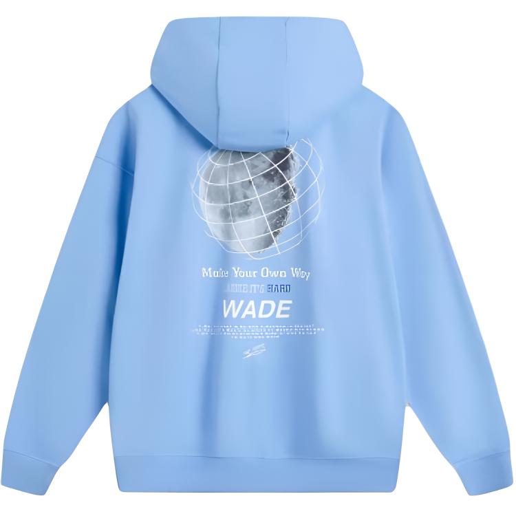 Li Ning Wade Series Písmenková Mikina s kapucí Pohodlná Prodyšná Všestranná Volná Pánská mikina Nebesky modrá AWDV043-6