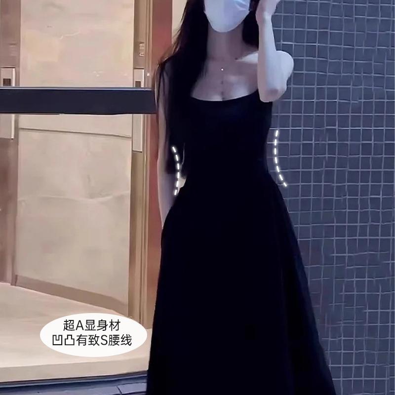 Black Slim Suspender Skirt Slim Skirt Women's Summer Popular New Long Dress High-end Dress