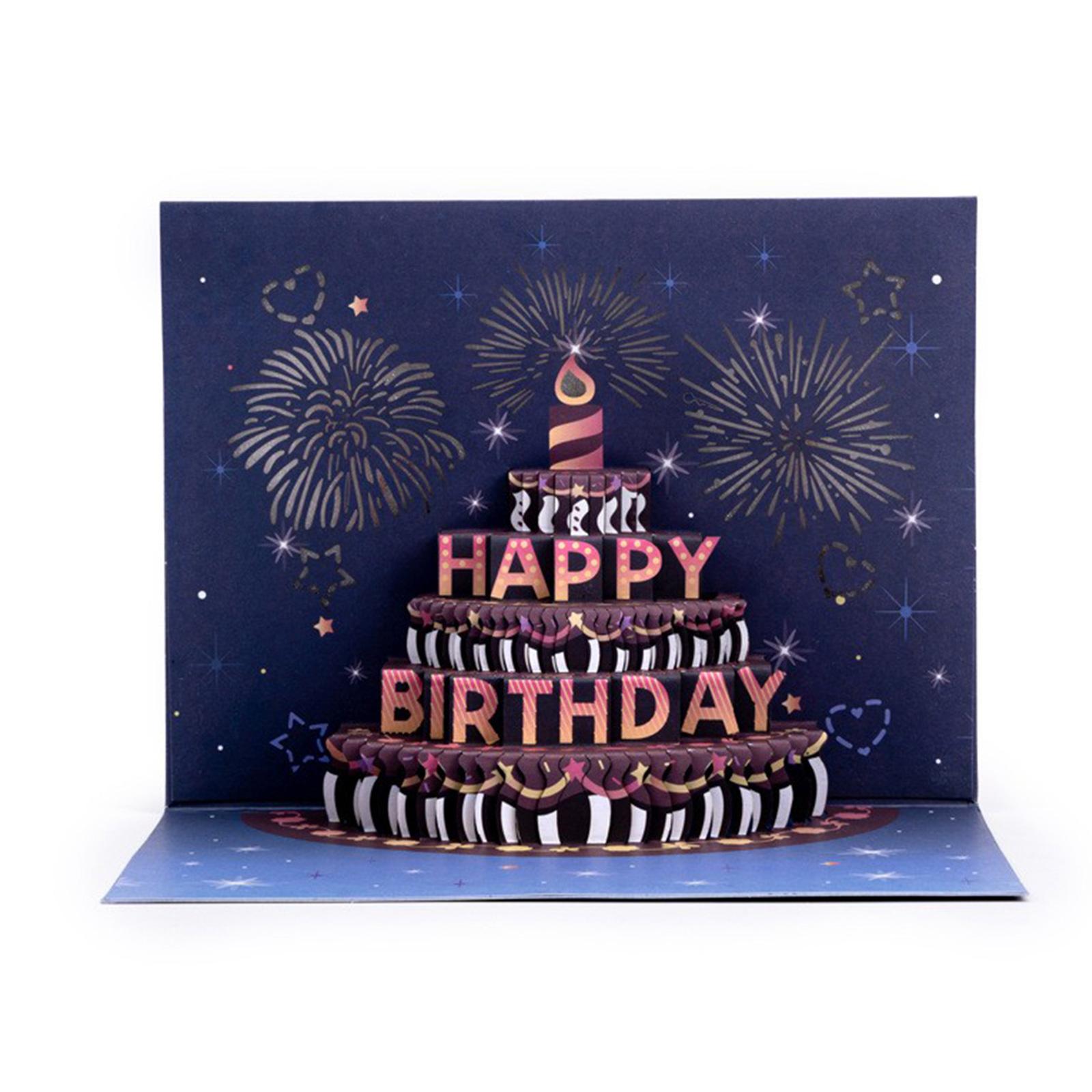 

С Днем Рождения Креативная Объемная Открытка на День Рождения Высококлассная Открытка с Поздравлением на День Рождения с Музыкой и Подсветкой 3D Открытка One Size