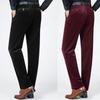 Calças Masculinas de Veludo Cotelê Grosso para Outono/Inverno - Casual Solto para Meia-Idade e Idosos.