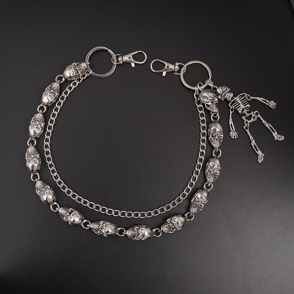 Hip Hop Skull Waist Chain Metal Necklace For Men Women Streetwear Fashion Accessory