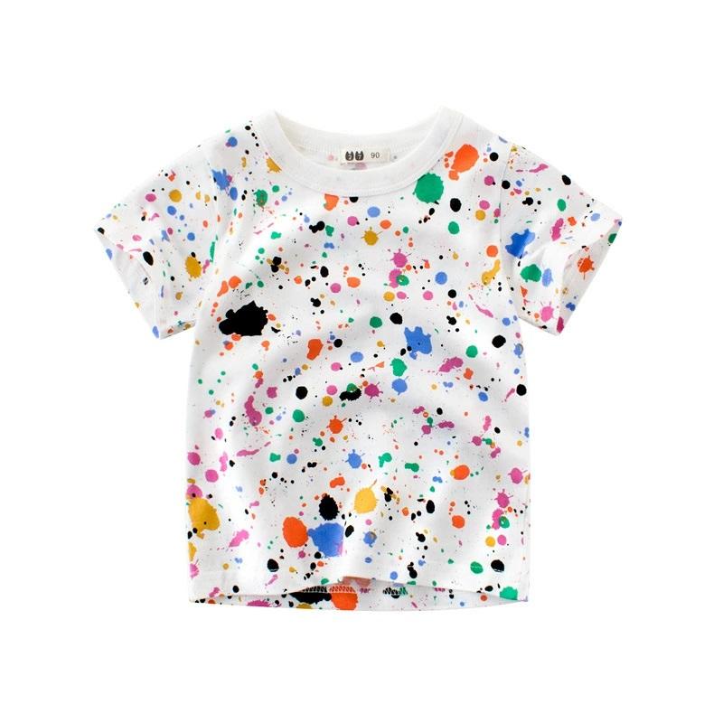 2-9 Years Children Short Sleeve T-shirts Korean Version Stripe Kids Clothing Boy Baby Cotton Tees Summer Cartoon Tops