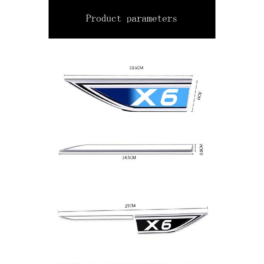 2 teile/satz Für BMW X6 auto Kotflügel Metall Aufkleber Außen Dekorative Abziehbilder Änderung Auto Emblem Zubehör