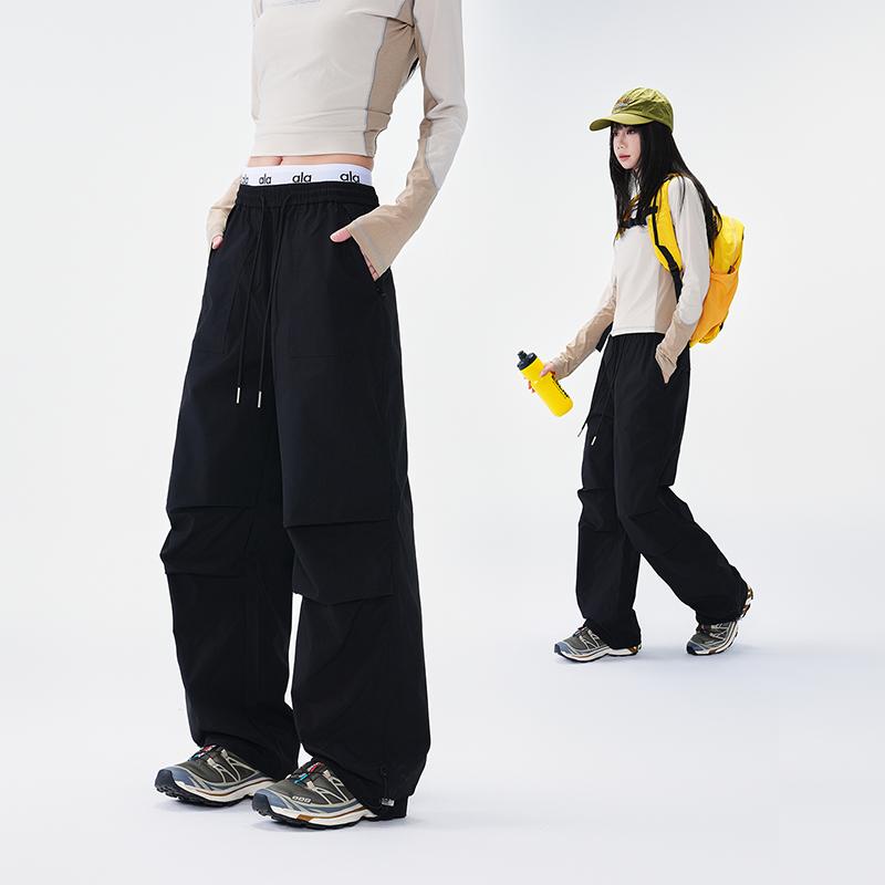 Pantaloni de damă, Pantaloni de lucru americani cu croială dreaptă, Pantaloni largi de parașutist, Pantaloni casual funcționali în stil Hong Kong