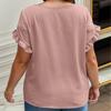 Plus Size European and American Cross Border Women's Solid Color Casual Round Neck Chiffon T-shirt