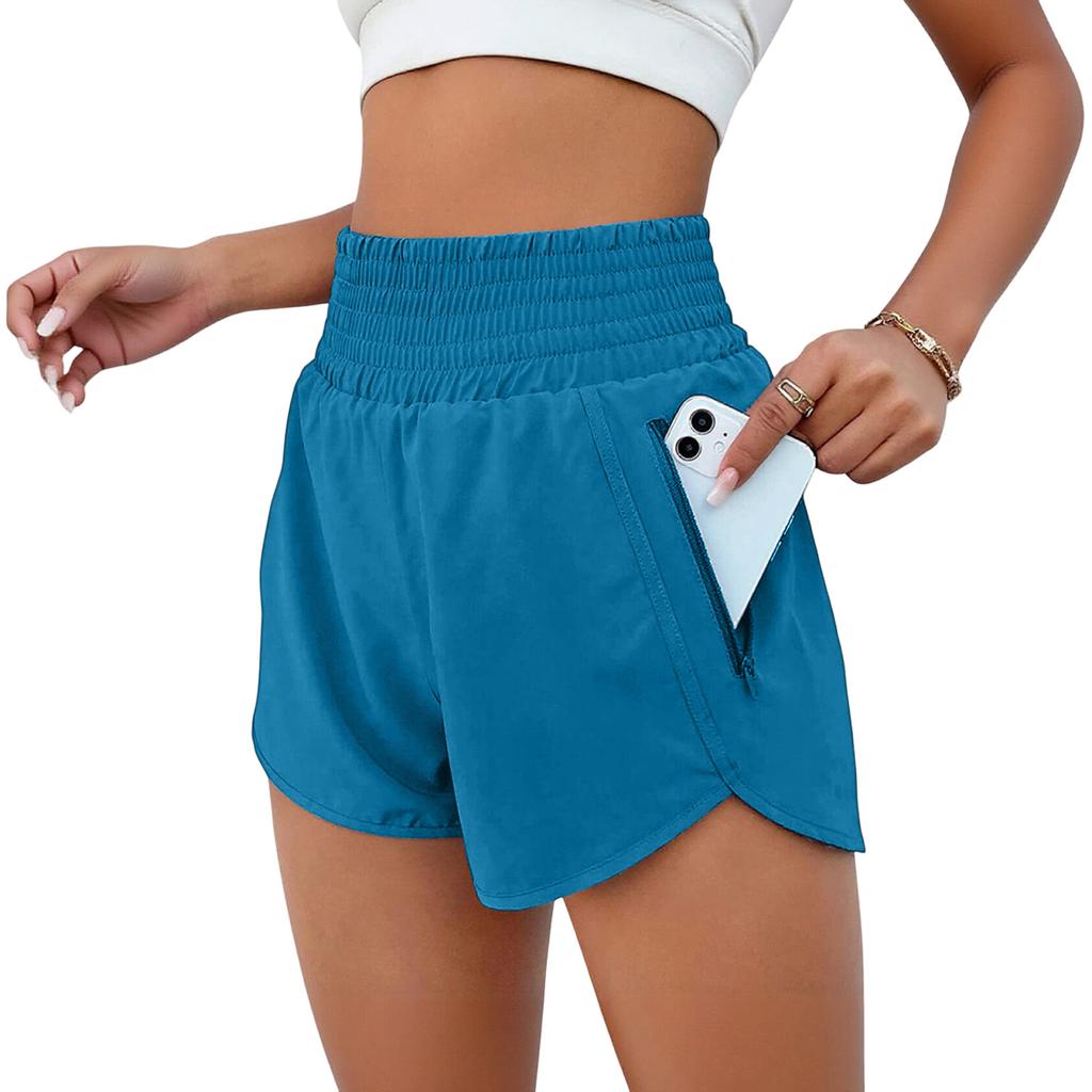 Women's Fashion High Waist Sports Running Yoga Belt Lined Adult Casual Shorts