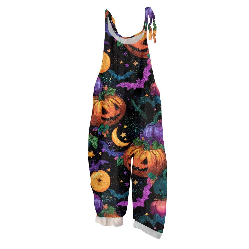 Women's Jumpsuit  Print Casual Loose Vintage Shoulder Strap Cotton Linen