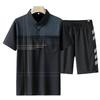 Men's Summer Ice Silk Casual Two-Piece Set: Short-Sleeved Shirt and Loose Shorts for Middle-Aged and Elderly