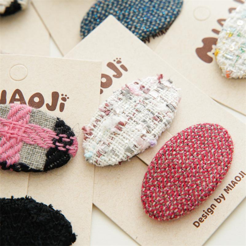 2PCS/Set Vintage Plaid Hair Clips Cute Geometric Knit Fabric Hairpins Barrettes Hair Accessories For Women Girls Baby Hair Clamp